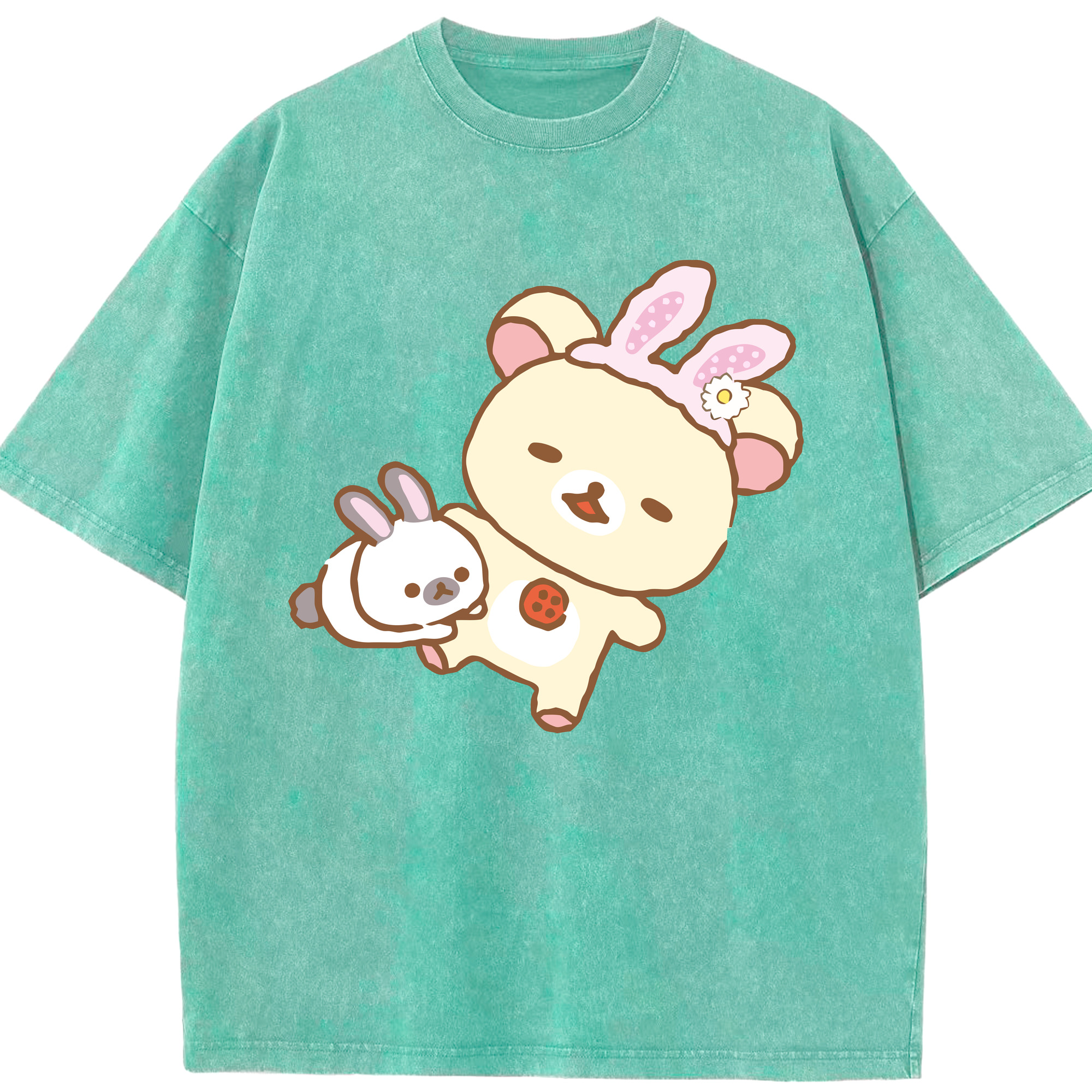 （画像用） リラックマ リラックマ キイロイトリ Rilakkuma Korilakkuma Kiiroitori 綿100% ヴィンテージ風 半袖Tシャツ（フロントプリント）
